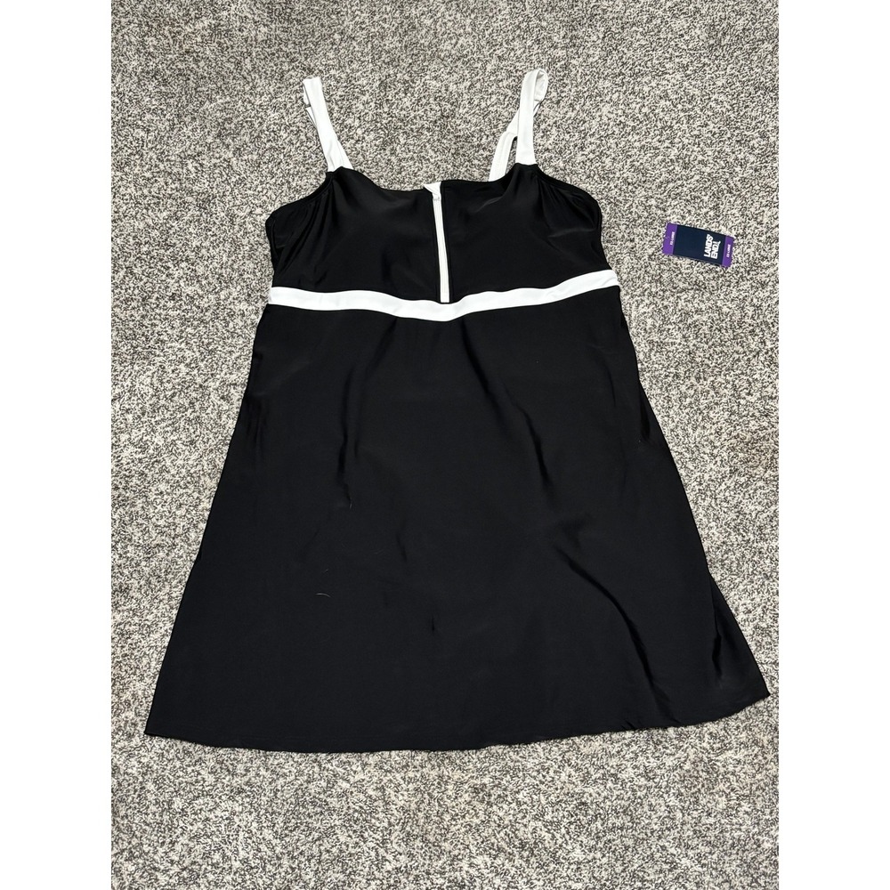 Lands‎ End Womens XXL 20 Swim Dress Black White Colorblock Adjust Straps NWT B3